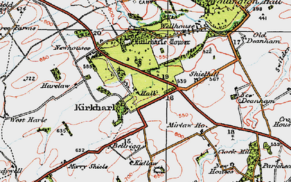 Old map of Kirkharle in 1925