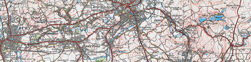 Old map of Kirkholt in 1924