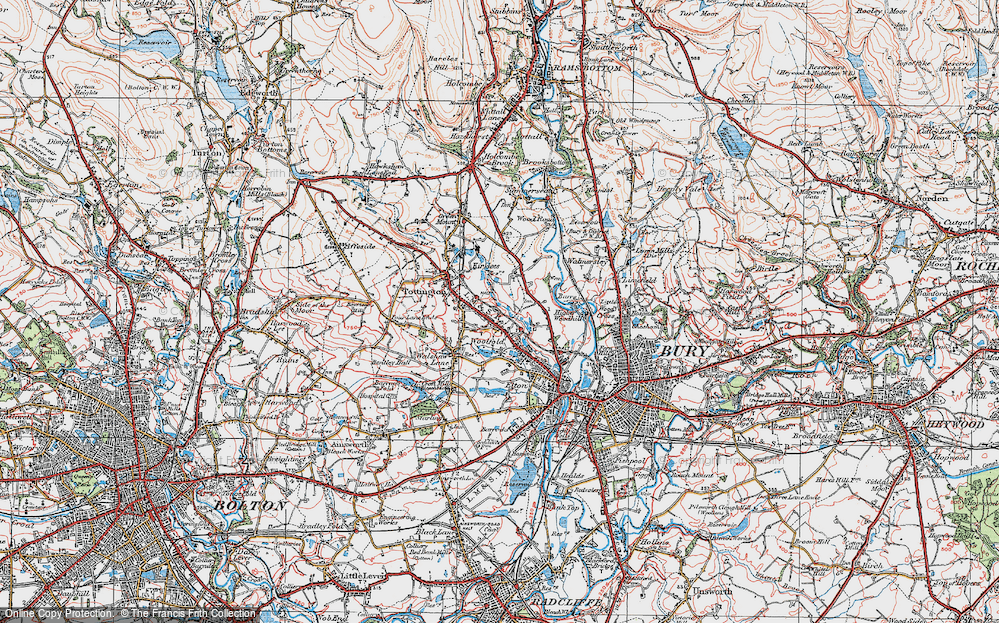 Old Map of Historic Map covering Burrs Country Park in 1924