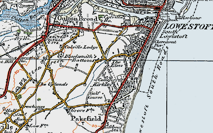 Old map of Kirkley in 1921