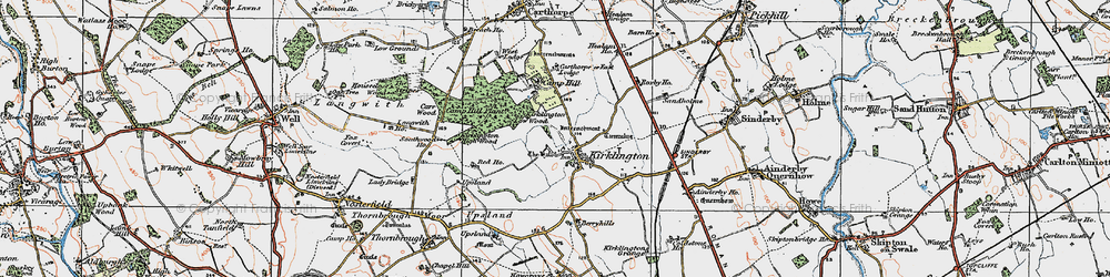 Old map of Kirklington in 1925
