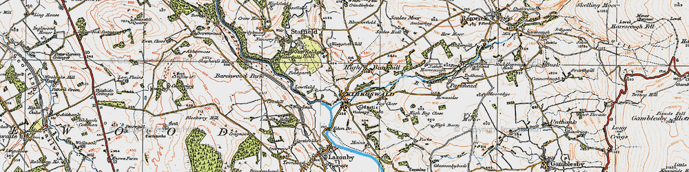 Old map of Kirkoswald in 1925