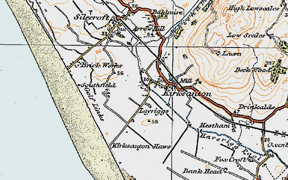Old map of Kirksanton in 1925