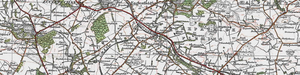 Old map of Langshaw Ho in 1925