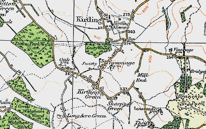 Old map of Kirtling in 1920