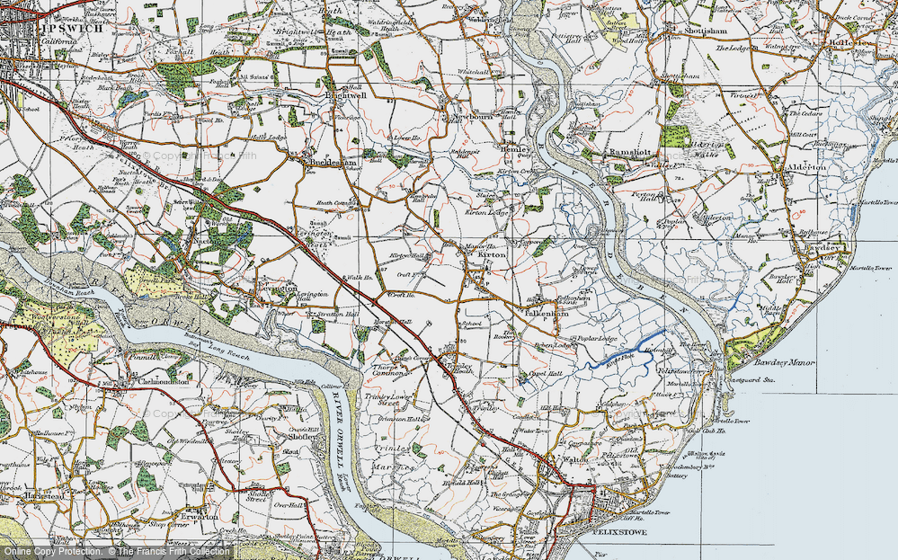 Old Map of Kirton, 1921 in 1921