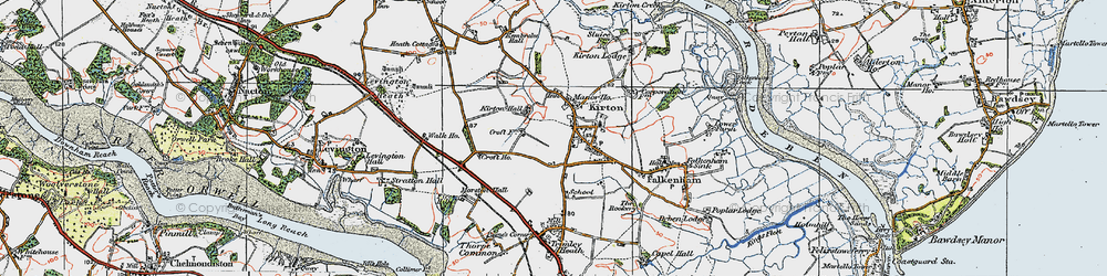 Old map of Kirton in 1921