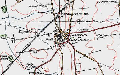Old map of Kirton in Lindsey in 1923