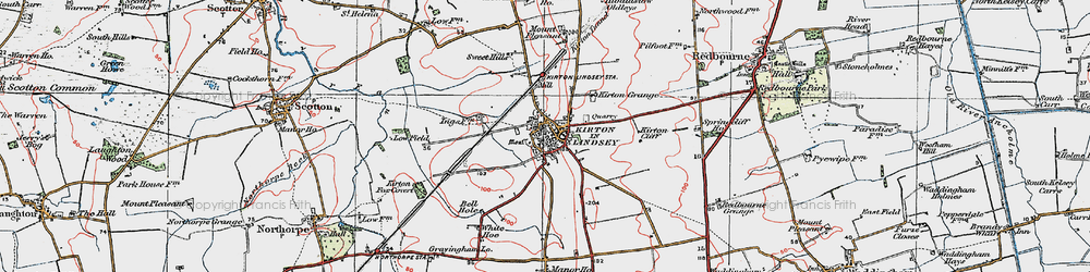 Old map of Kirton in Lindsey in 1923