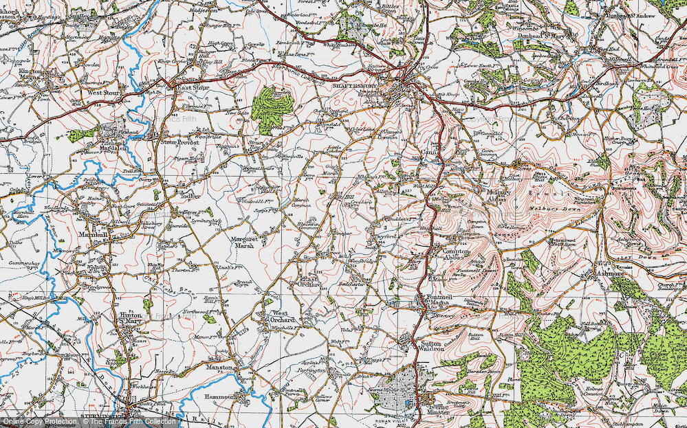Old Map of Historic Map covering Blackven Common in 1919