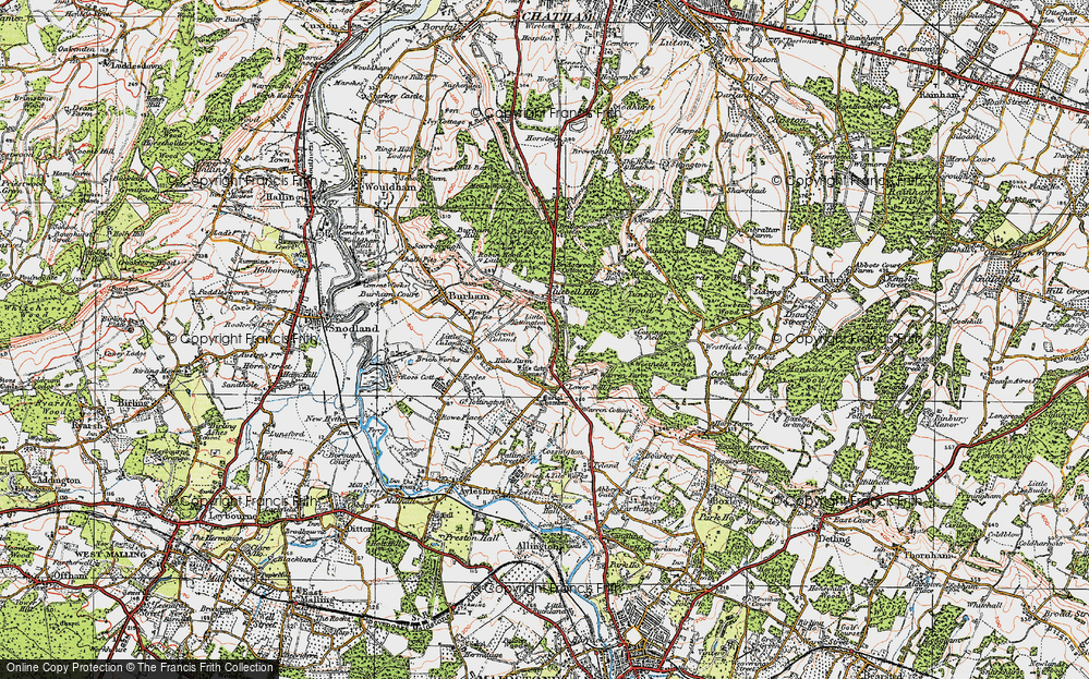 Old Map of Historic Map covering White Horse Stone in 1921