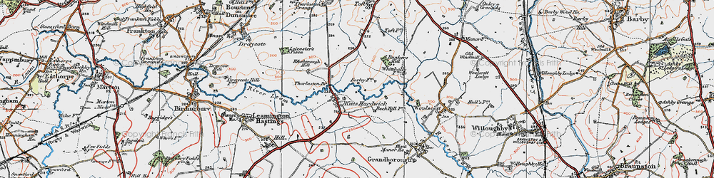 Old map of Kites Hardwick in 1919