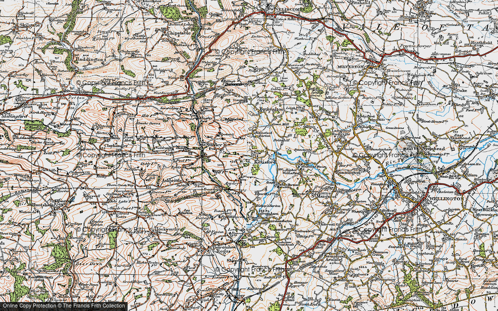Old Map of Kittisford, 1919 in 1919