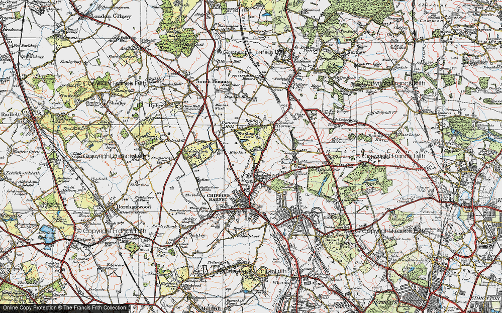 Old Map of Kitts End, 1920 in 1920