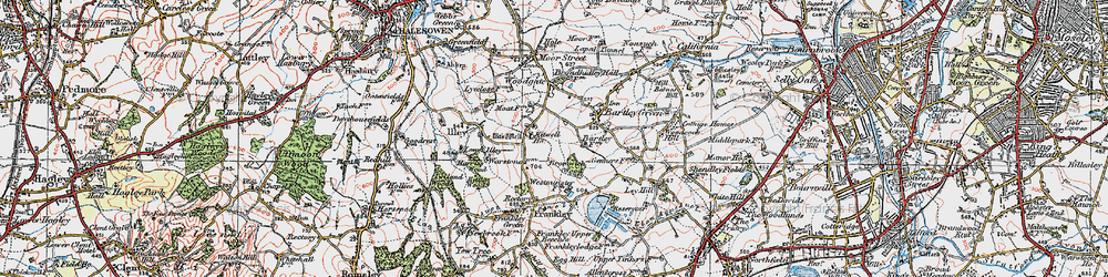 Old map of Bromwich Wood in 1921
