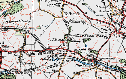 Old map of Kiveton Park in 1923