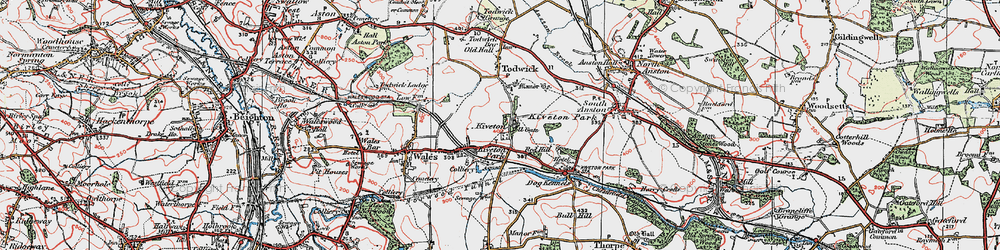 Old map of Kiveton Park in 1923