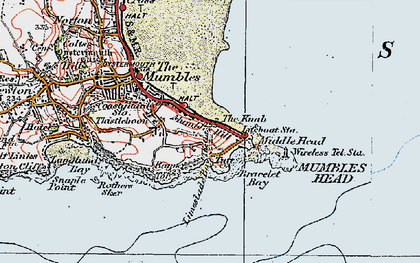 Old map of Limeslade Bay in 1923