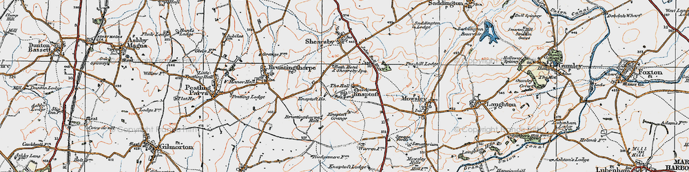 Old map of Knaptoft in 1920