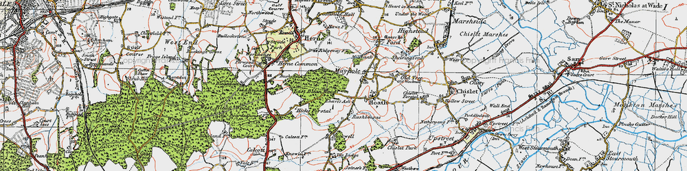 Old map of Knave's Ash in 1920