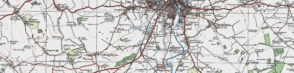 Old map of Knavesmire in 1924