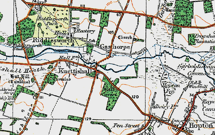 Old map of Knettishall in 1920