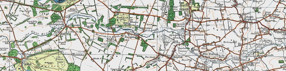 Old map of Knettishall in 1920