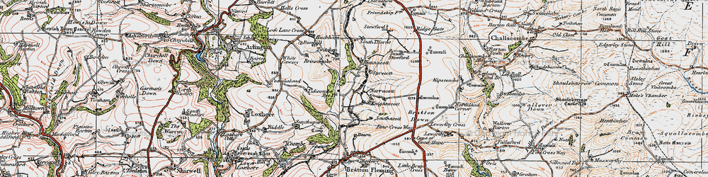 Old map of Leworthy Cross in 1919