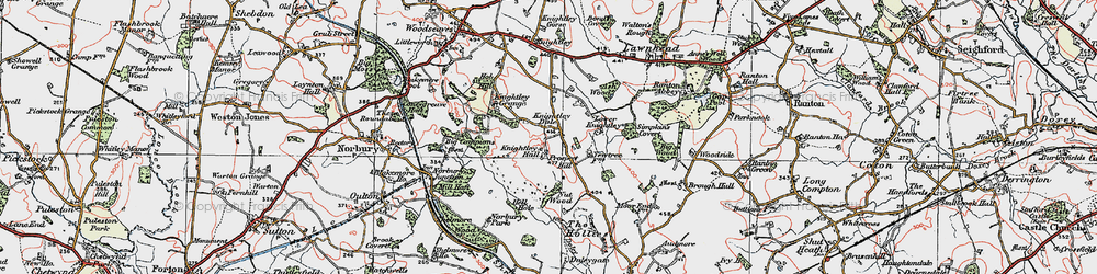 Old map of Knightley Dale in 1921