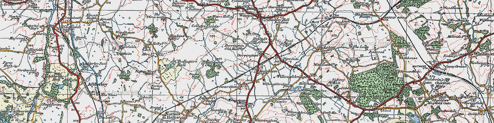 Old map of Knighton in 1921