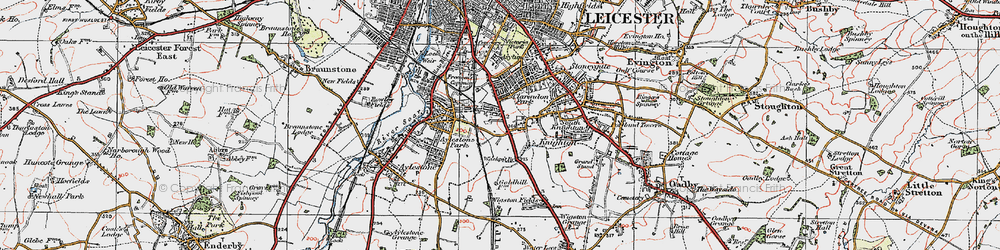 Old map of Knighton Fields in 1921