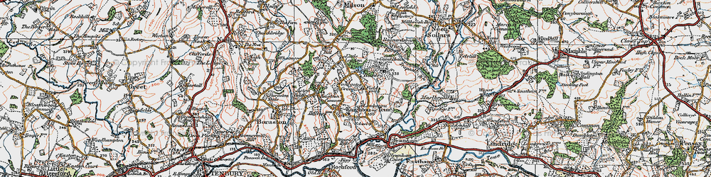 Old map of Knighton on Teme in 1920