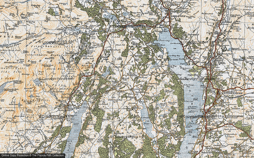 Old Map of Historic Map covering Yew Tree Tarn in 1925