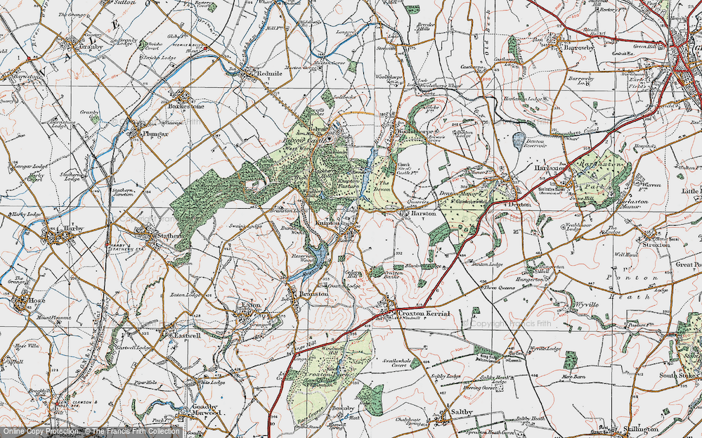 Old Map of Historic Map covering Bunkers Wood in 1921