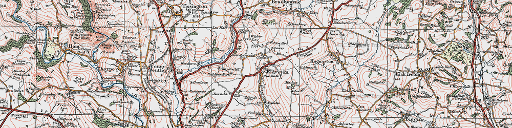 Old map of Kniveton in 1921