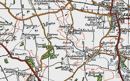 Old map of Knodishall in 1921