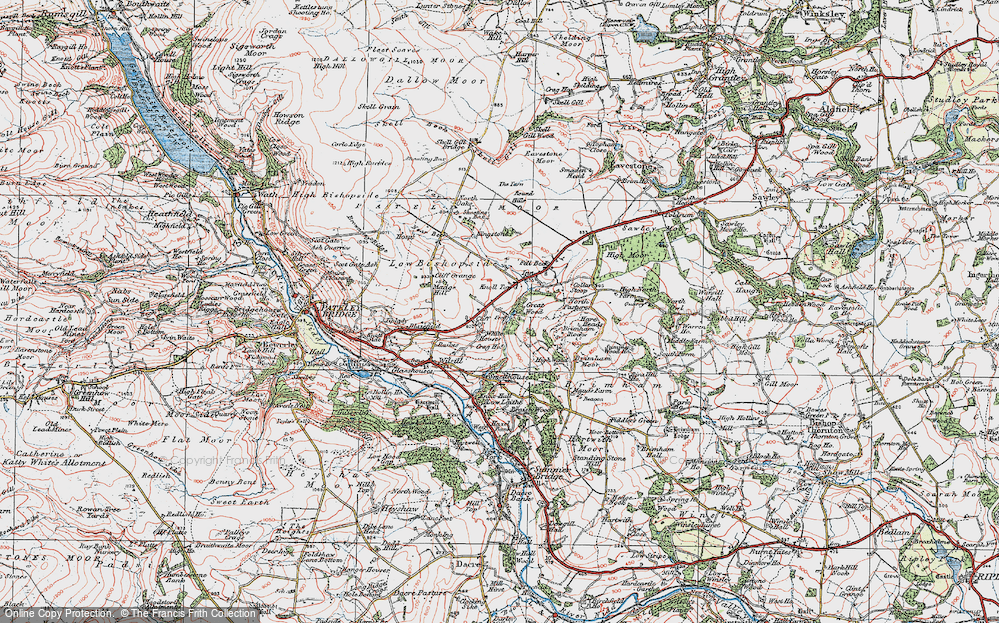 Old Map of Historic Map covering Braithwaite Sike in 1925