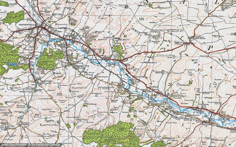 Old Map of Historic Map covering Ansty Hill in 1919