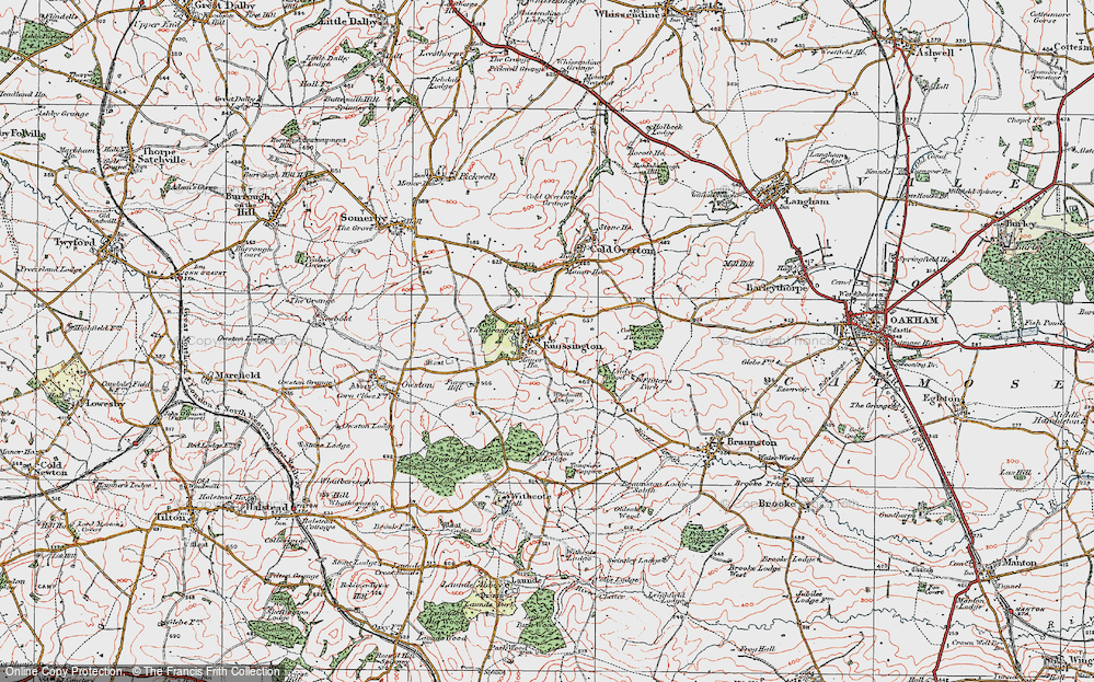 Old Map of Knossington, 1921 in 1921