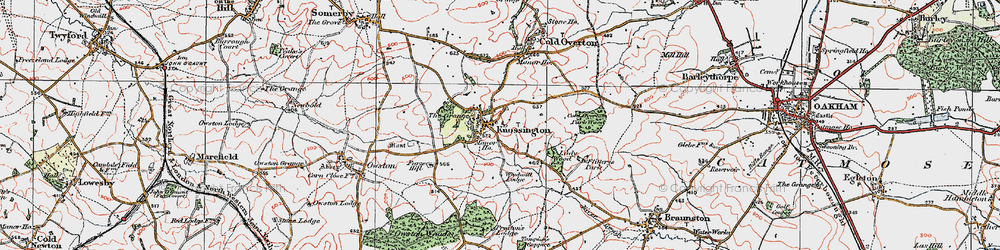 Old map of Knossington in 1921