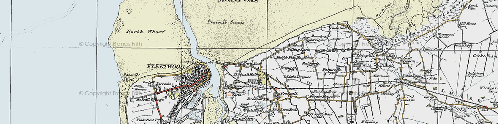Old map of Knott End-on-Sea in 1924