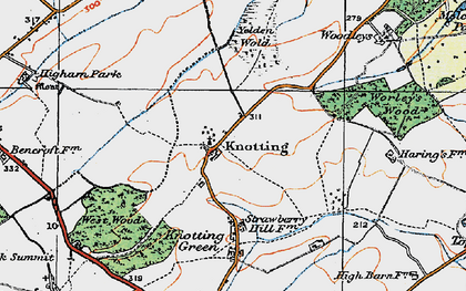 Old map of Knotting in 1919
