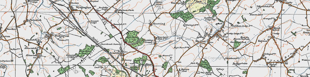 Old map of Knotting Green in 1919