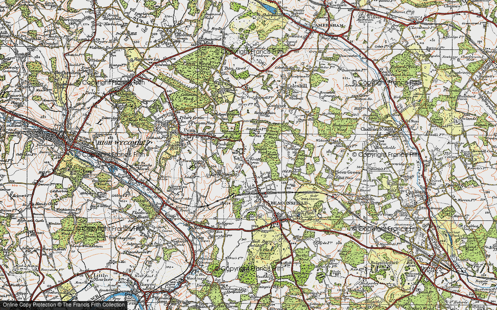 Old Map of Historic Map covering Brown's Wood in 1920
