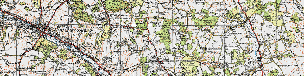 Old map of Knotty Green in 1920
