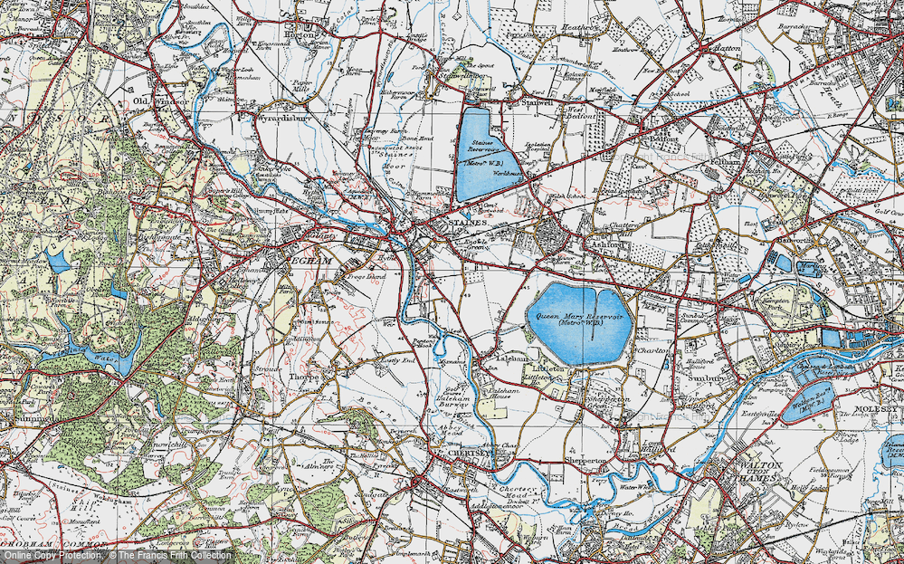 Old Map of Historic Map covering Penton Hook in 1920