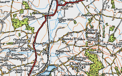 Old map of Knowle St Giles in 1919