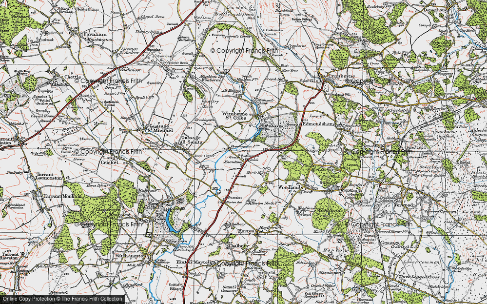Old Map of Historic Map covering Brockington Down in 1919