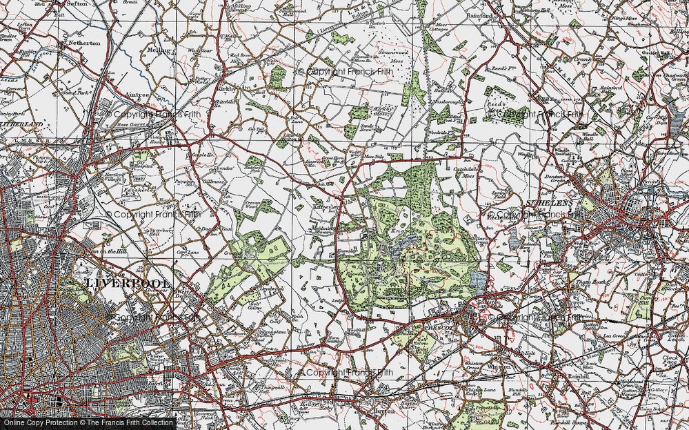 Old Map of Historic Map covering Knowsley Park in 1923
