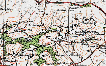 Old map of Knowstone in 1919